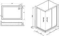 Душевой уголок Parly ZQ121G 120x80, с поддоном, профиль хром, стекло тонированное