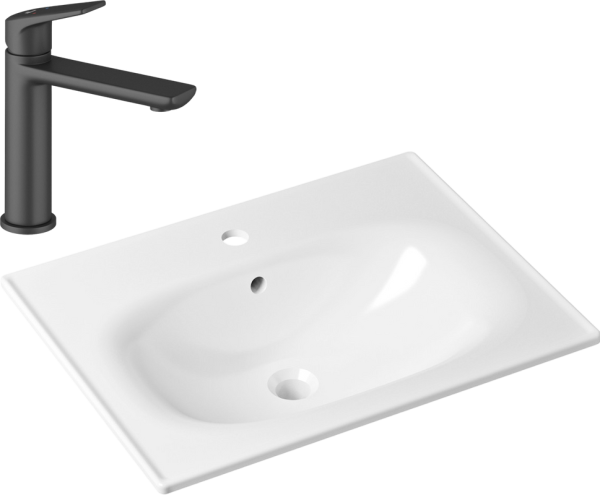 Комплект Раковина Lavinia Boho Bathroom Sink 33312010 + Смеситель Wellsee ICON! for life 182302000 матовый черный