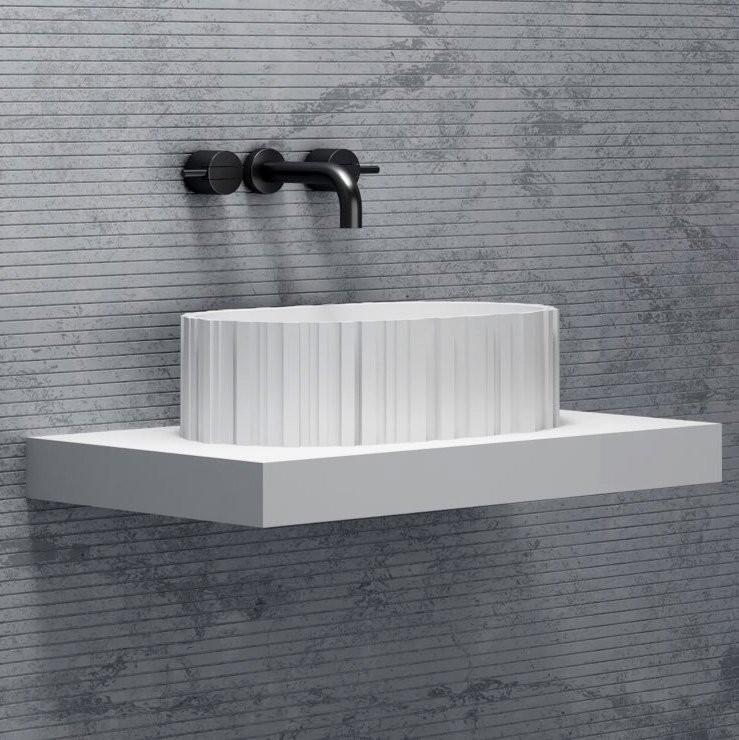 Накладная раковина Abber Stein AS2655 56 матовая белая, овальная, искусственный камень