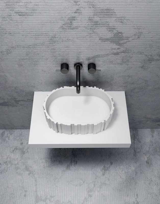 Накладная раковина Abber Stein AS2655 56 матовая белая, овальная, искусственный камень