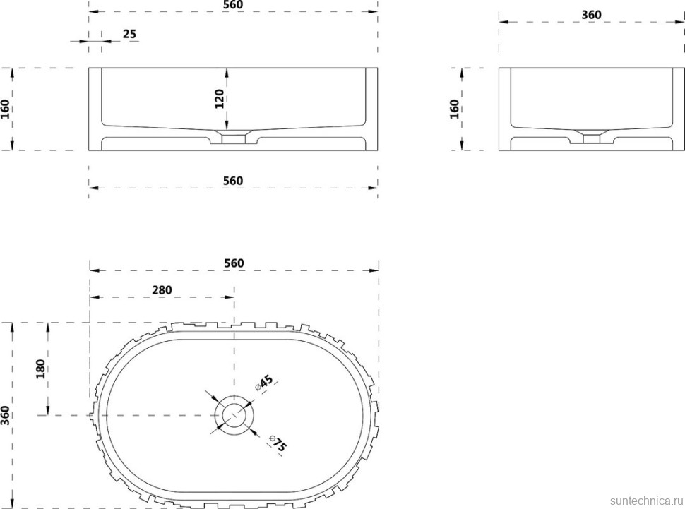 Накладная раковина Abber Stein AS2655 56 матовая белая, овальная, искусственный камень