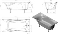 Ванна из искусственного камня Астра-Форм Вега Люкс 170x80 см, правая, пристенная, белая, на ножках