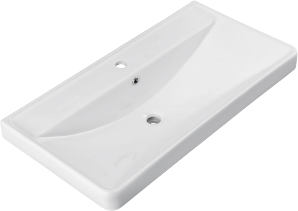 Мебельная раковина Aquanet Ирис 91 накладная, глянцевая белая, прямоугольная, фаянс