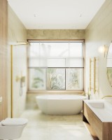 Душевая перегородка Maybahglass MGD-690-3ш 89 см, профиль золото, стекло сатин