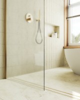 Душевая перегородка Maybahglass MGD-690-3ш 89 см, профиль золото, стекло сатин