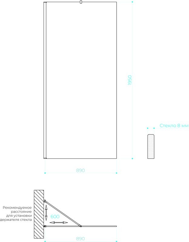 Душевая перегородка Maybahglass MGD-690-3ш 89 см, профиль золото, стекло сатин