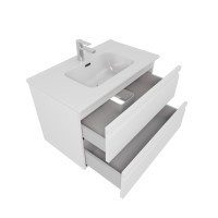 Тумба с раковиной AQUATEK Вега 80 подвесная, 2 ящика, матовая белая