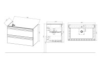 Тумба с раковиной AQUATEK Вега 80 подвесная, 2 ящика, матовая белая