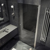 Душевая дверь в нишу Maybahglass MGD-806-5 80 см, профиль хром матовый, стекло графит