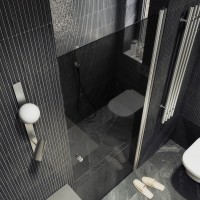 Душевая дверь в нишу Maybahglass MGD-806-5 80 см, профиль хром матовый, стекло графит