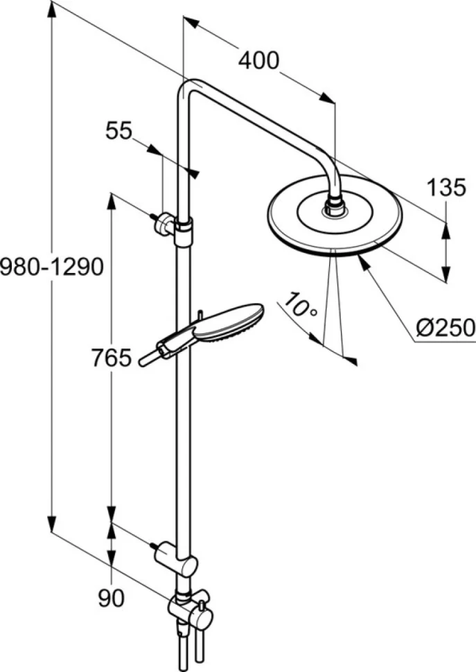 Душевой комплект Термостат Kludi Basic 350020538 для душа + Стойка Freshline dual shower system 6709005-00