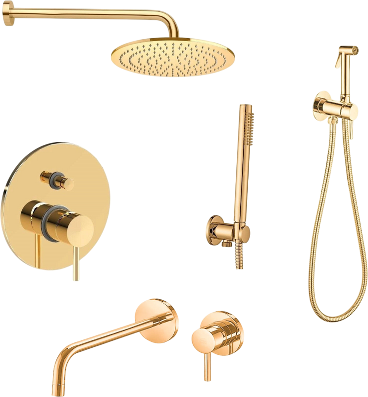 Комплект для ванной Paffoni Light KITZLIG015HG006 С ВНУТРЕННЕЙ ЧАСТЬЮ, медовое золото