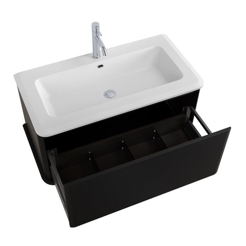 Тумба с раковиной Cezares Idra 100 1 ящик, nero opaco