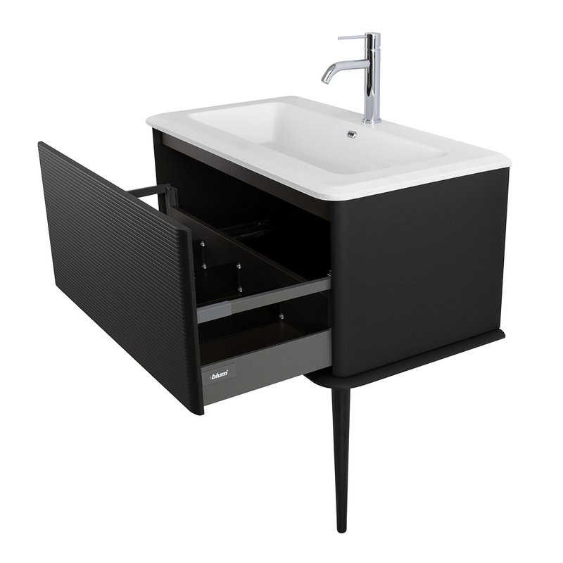 Тумба с раковиной Cezares Idra 100 1 ящик, nero opaco