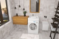 Раковина над стиральной машиной Altasan Quadro 60 белая, квадратная, с комплектом кронштейнов