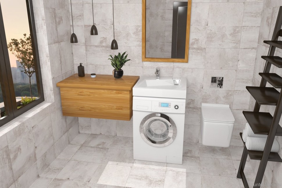 Раковина над стиральной машиной Altasan Quadro 60 белая, квадратная, с комплектом кронштейнов