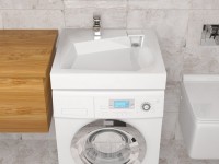 Раковина над стиральной машиной Altasan Quadro 60 белая, квадратная, с комплектом кронштейнов