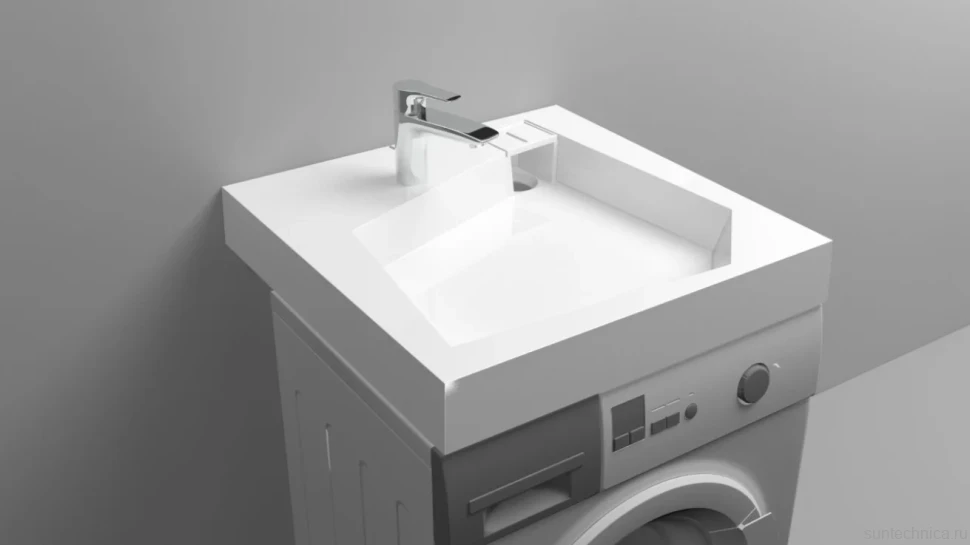Раковина над стиральной машиной Altasan Quadro 60 белая, квадратная, с комплектом кронштейнов