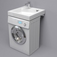 Раковина над стиральной машиной Altasan Quadro 60 белая, квадратная, с комплектом кронштейнов