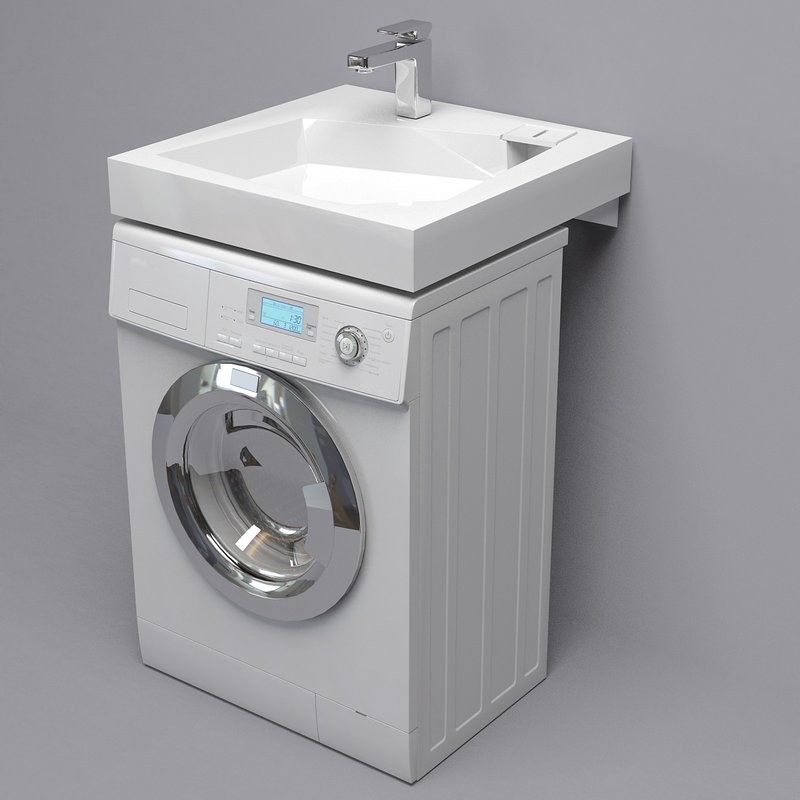 Раковина над стиральной машиной Altasan Quadro 60 белая, квадратная, с комплектом кронштейнов