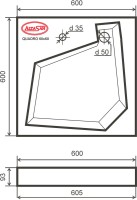 Раковина над стиральной машиной Altasan Quadro 60 белая, квадратная, с комплектом кронштейнов