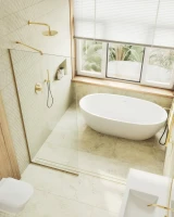Душевая перегородка Maybahglass MGD-701-3у 69 см, профиль золото, стекло прозрачное