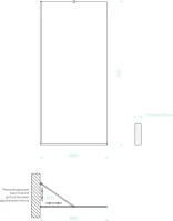 Душевая перегородка Maybahglass MGD-701-3у 69 см, профиль золото, стекло прозрачное