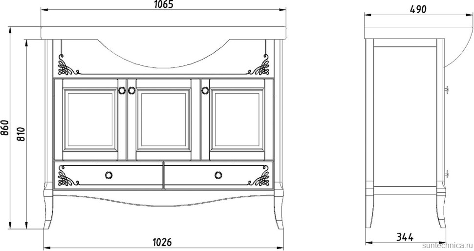 Мебель для ванной комнаты ASB-Woodline Салерно 105 орех антикварный