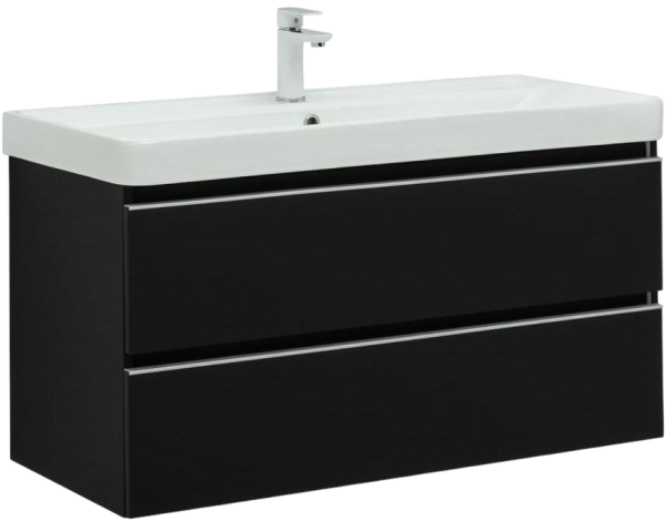 Тумба с раковиной Aquanet Вега 100 подвесная, черная