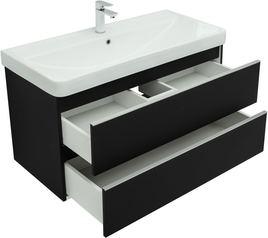 Тумба с раковиной Aquanet Вега 100 подвесная, черная