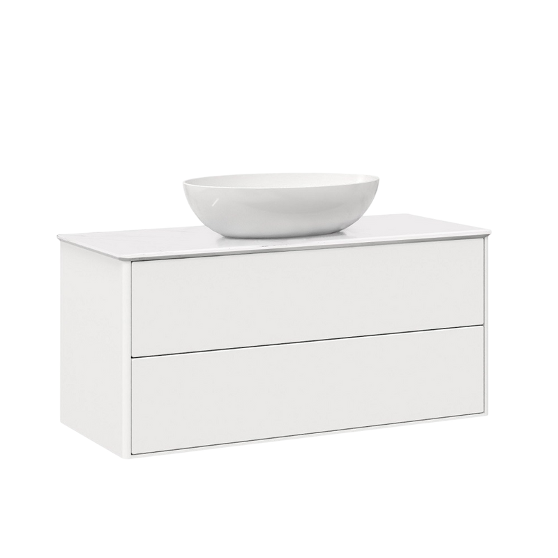 Тумба с раковиной Belux Джаз 110 подвесная, белая глянцевая, раковина Турин 61
