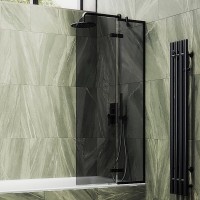 Шторка на ванну Maybahglass MGV-918-6 99 см, профиль черный, стекло графит