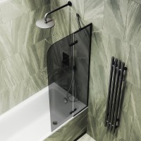 Шторка на ванну Maybahglass MGV-918-6 99 см, профиль черный, стекло графит