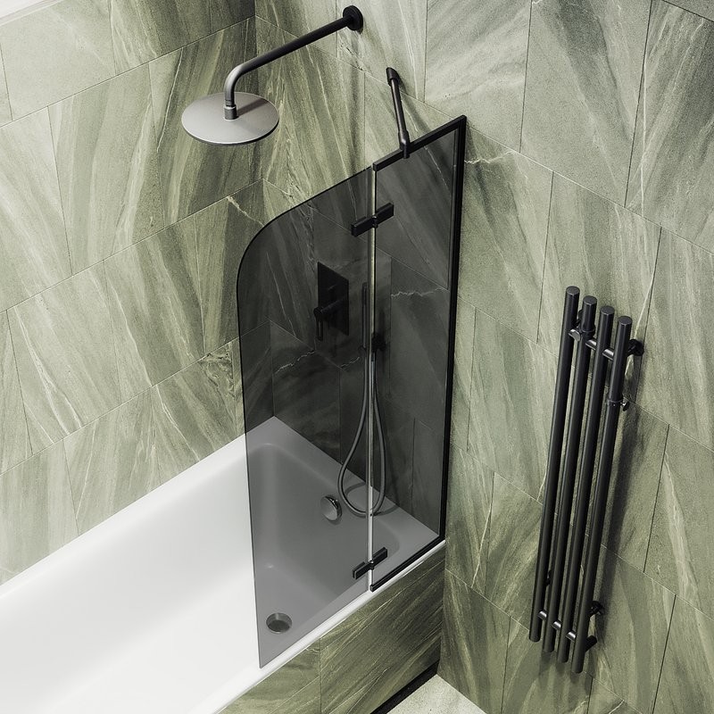 Шторка на ванну Maybahglass MGV-918-6 99 см, профиль черный, стекло графит