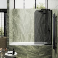 Шторка на ванну Maybahglass MGV-918-6 99 см, профиль черный, стекло графит