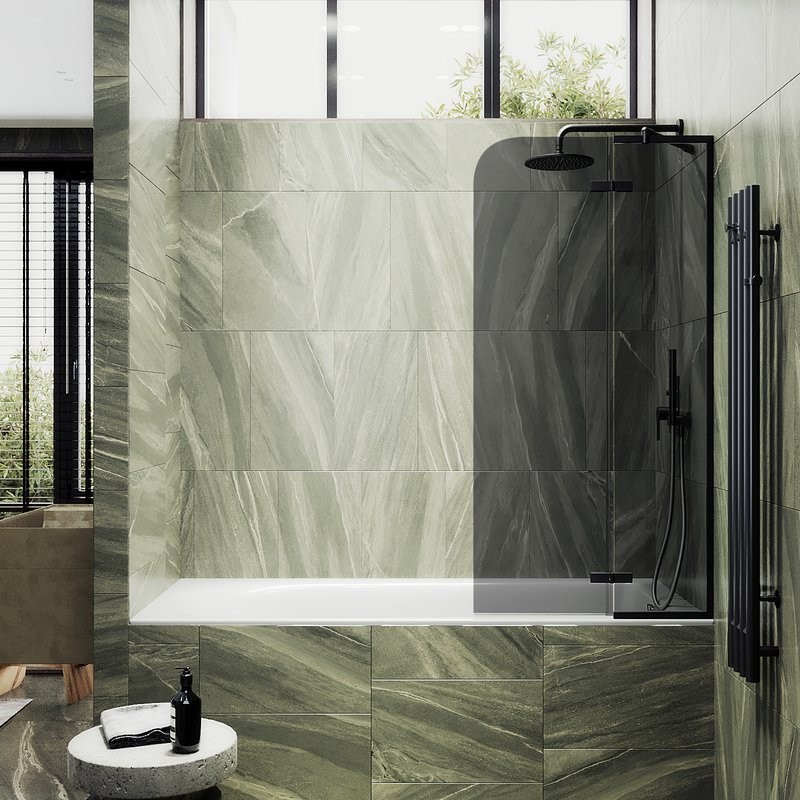 Шторка на ванну Maybahglass MGV-918-6 99 см, профиль черный, стекло графит