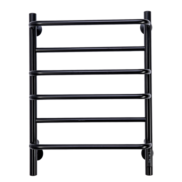 Полотенцесушитель электрический Comfysan Puro EC-6 60x45 см, скрытое подключение справа, слева, матовый черный, лесенка, из стали, с полкой