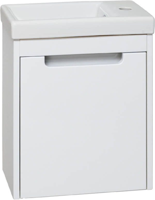 Тумба с раковиной Runo Микра 40 подвесная, белая, раковина Оскар 65