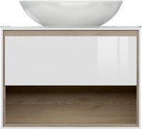 Тумба с раковиной Cersanit Louna 80 со столешницей и раковиной Moduo 55 Leaf