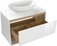 Тумба с раковиной Cersanit Louna 80 со столешницей и раковиной Moduo 55 Leaf