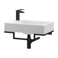 Консоль с раковиной Belux Темпо 50 R подвесная, цвет консоли черный, сифон круглый, черный