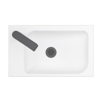 Консоль с раковиной Belux Темпо 50 R подвесная, цвет консоли черный, сифон круглый, черный