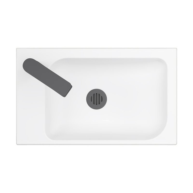 Консоль с раковиной Belux Темпо 50 R подвесная, цвет консоли черный, сифон круглый, черный