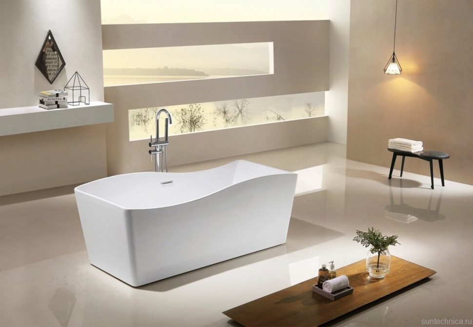 Акриловая ванна Esbano Granada 170x80 см, отдельностоящая, белая, со сливом-переливом
