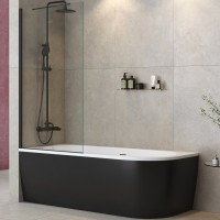 Шторка на ванну Cezares Liberta V-1-TB-80/155-C-NERO стекло прозрачное