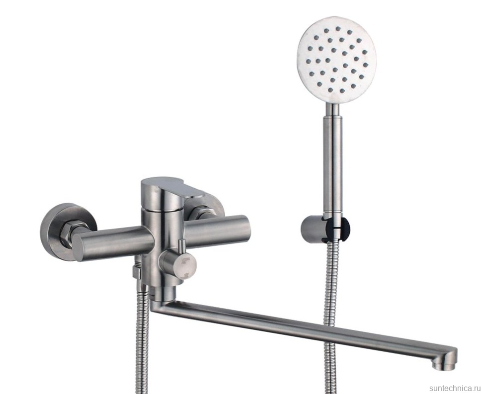 Смеситель с длинным изливом для ванны Fmark FS8224 сатин