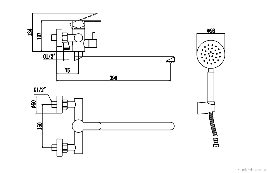 Смеситель с длинным изливом для ванны Fmark FS8224 сатин