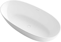Ванна из искусственного камня Vincea VBT-6S01MW 170x75 см, отдельностоящая, матовая белая, овальная, со сливом-переливом