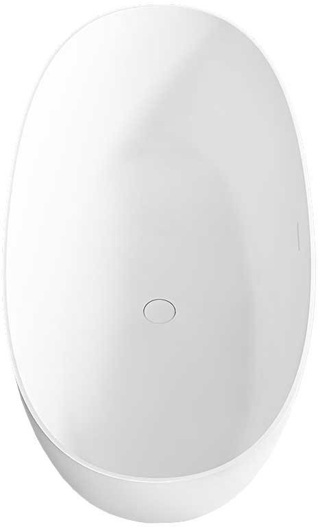 Ванна из искусственного камня Vincea VBT-6S01MW 170x75 см, отдельностоящая, матовая белая, овальная, со сливом-переливом