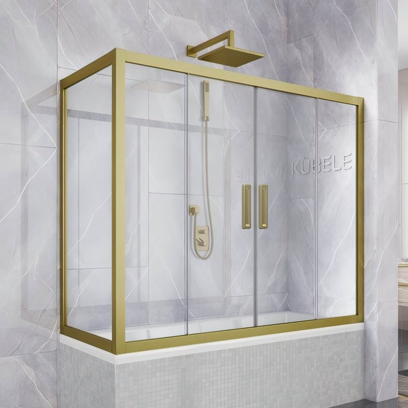 Шторка на ванну Kubele DE019 PR4-CLN-BR 170х80 см, профиль бронза